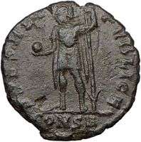   337AD Ancient Authentic Roman Coin VIRTUS Valour w globe, spear  