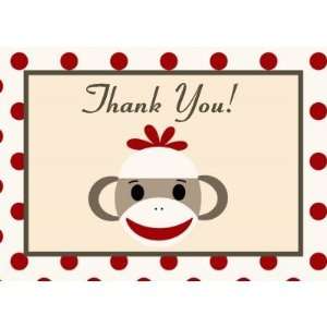  Folded Thank you Card Red Sock Monkey Health & Personal 