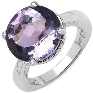  4.80 Carat Genuine Amethyst Sterling Silver Ring: Jewelry