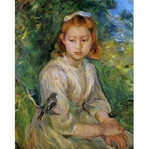   name: Young Girl with a Bird, by Morisot Berthe Home & Kitchen