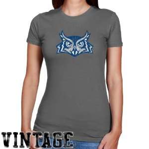  NCAA Rice Owls Ladies Charcoal Distressed Logo Vintage 