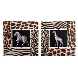   Safari Themed Wall Plaques, Zebra & Giraffe Set of 2