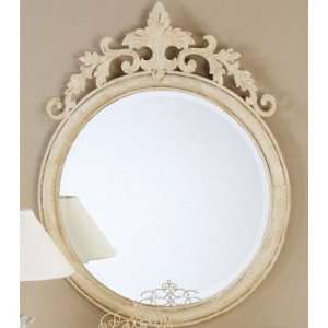  Large Round Mirror with Ivory Metal Frame