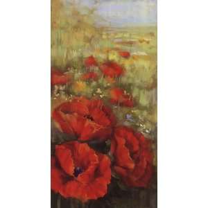    Red Poppy Panel   Poster by Carol Rowan (12x24): Home & Kitchen
