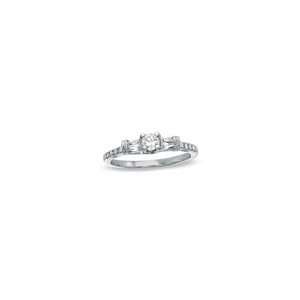 ZALES Round and Baguette Diamond Engagement Ring in 10K White Gold 1/3 
