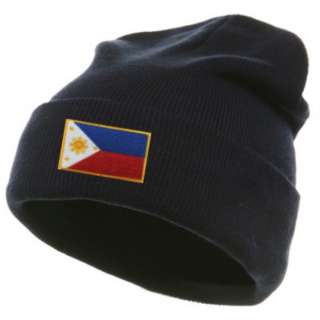 PHILIPPINES BLACK FLAG COUNTRY EMBROIDERY EMBROIDERED CAP HAT BEANIE 