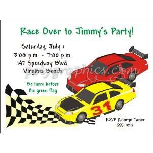  Nascar Cars With Flag Party Invitations Toys & Games