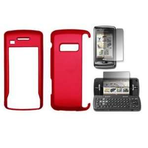  Red Rubberized Snap On Cover Hard Case Cell Phone 