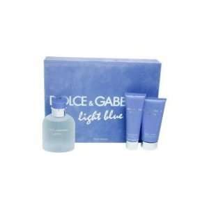 Light Blue by Dolce & Gabbana for Men   3 Pc Gift Set 4.2oz EDT Spray 