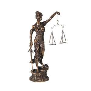  Lady of Justice Antique Patriot Themed Brass Statue, 14 