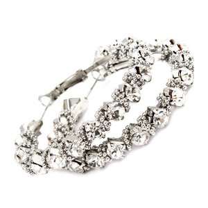   : Gorgeous Silvertone Glass Jeweled Chain Wrap Hoop Earrings: Jewelry
