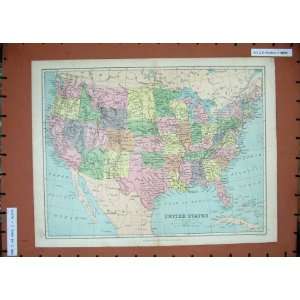 Antique Maps 1875 United States America Florida Mexico 