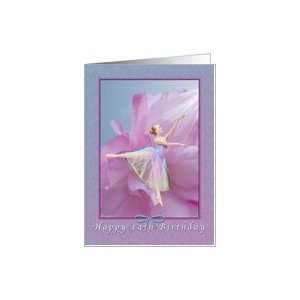  Birthday, 14th, Ballet Dancer, Blue and Pink Card Toys 