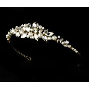  Gold Pearl Bridal Tiara HP 8234 Beauty