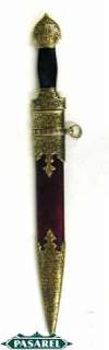 Ornamented Medieval Knight Dagger Short Sword 17in Long  