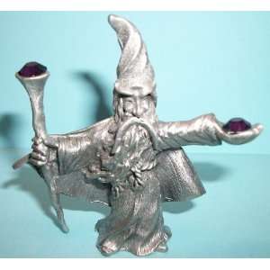   Pewter Fantasy   WIzard with Staff, Crystal 