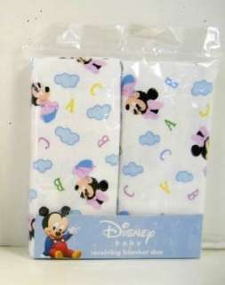  TWO Disney Baby Girl Mickey Mouse 2 pc Receiving Blankets 