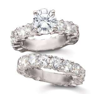   CZ Solitaire Eternity Band Duet Wedding Ring Set SusanB. Jewelry