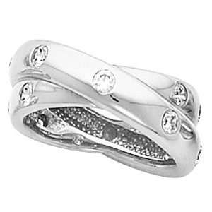   White Gold Diamond Overlap Design Ring   Size 5   1.00 Ct. : Jewelry
