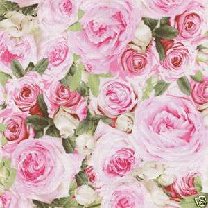 Canvas Upholstery Covering Wall Fabric Rose Garden Pink  