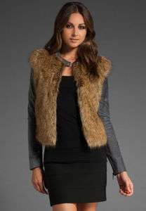   BY CYNTHIA VINCENT GONE DADDY GONE FAUX FUR LEATHER COAT JACKET 6