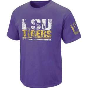    LSU Tigers Boxed Up Distressed Pig Dye Tee: Sports & Outdoors