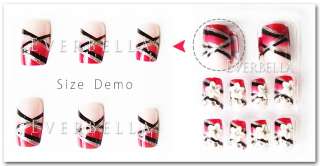 24 PCS 3D Pre design French Acrylic False Nail Tips 368  