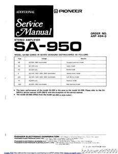 Pioneer SA 950 Amplifier Service Manual in PDF format  