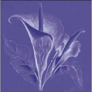 Exotic Bloom Sketch on Purple 