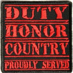 Duty Honor Country Red Patch, 2.5x2.5 inch, small embroidered iron on 