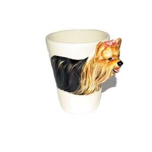   Yorkshire Terrier Sculpted Handpainted Ceramic Dog Mug: Home & Kitchen
