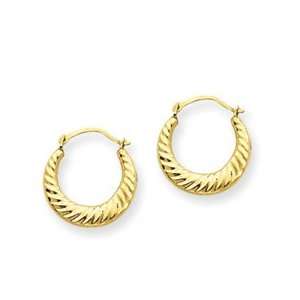  14k Gold Scalloped Shrimp Hoop Earrings: Jewelry