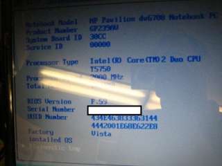 HP PAVILLION DV6000 INTEL CORE 2 DUO 2.0GHz CPU 1GB RAM DVD+/ RW 