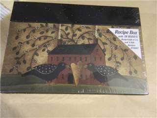 Primitive Crow and Saltbox House Recipe Box & Cards  