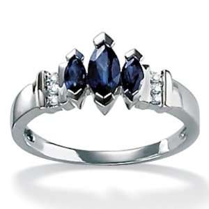   Gold Marquise Cut Blue Sapphire and Round Diamond Accent Ring Jewelry