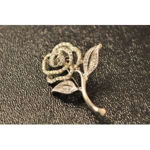  White Rose Swarovski Crystal Brooch: Office Products