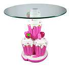 Cute Strawberry Cupcake Child Size Glass Top Table