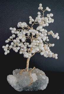   Pearl & Crystal Druze Base Natural Gemstone Gem Stone Tree  