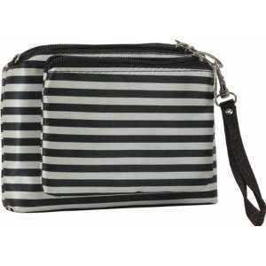 New Mad Style Black & White Stripes Striped Zipper Pouch 3 Pocket Make 