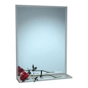  Stainless Steel Channel Frame Mirror With Shelf   18Wx30 