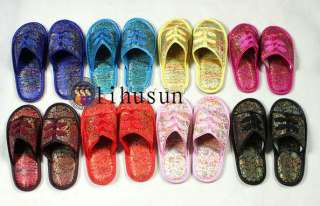 Wholesale50pairs silk satin Womens Men Shoes Slippers  