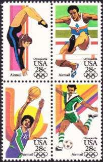 US   1983   28 Cents Summer Olympics Airmail Se Tenant Block #C101 