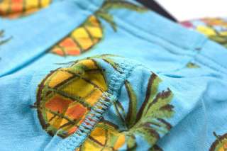 PRIVATE STRUCTURE Mens Pineapple Underwear Aqua Blue Cotton Boxer 
