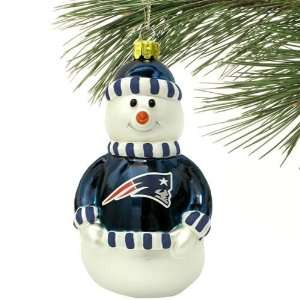  New England Patriots Blown Glass Snowman Ornament: Sports 