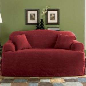   Micro Suede Solid Burgundy T cushion Couch/sofa Cover Slipcover  