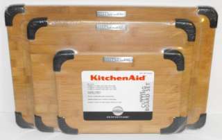 KitchenAid Nonslip Bamboo Cutting Board Set   3 Pack Black Nonslip