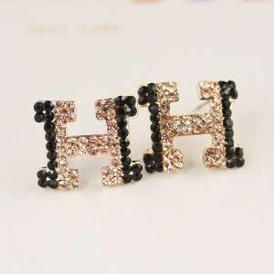 Fashion Brand H & H 18K Gold GP CZ ear stud Earrings 020436  