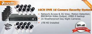ZMODO 16CH Surveillance DVR Day Night Camera System 1TB  