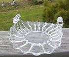   HEISEY CRYSTOLITE GLASS TURNED UP HANDLES RELISH DISH SERVING BOWL
