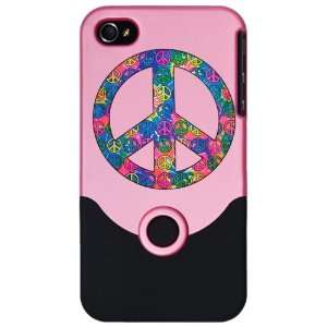  iPhone 4 or 4S Slider Case Pink Peace Symbols Inside Tye 